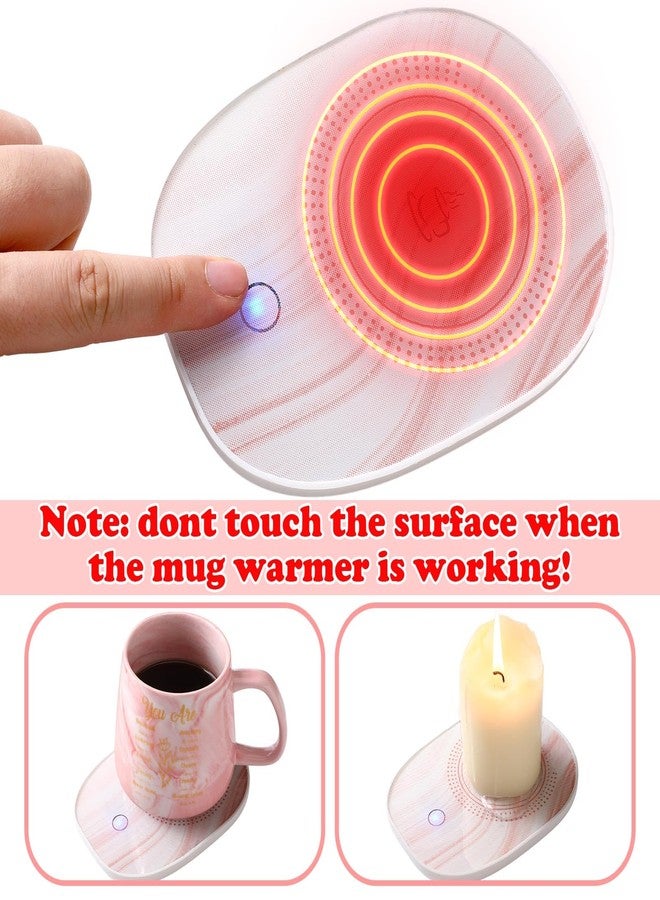 Nitial Bible Verse Coffee Mug Warmer Set for Women Pink Christian Gifts Marble Mug Warming Plate Birthday Gift Christmas Graduation Gifts for Coworker Volunteer Teacher - Image 3